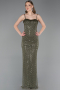 Robe de Soirée Longue Squameuse Kaki ABU6039