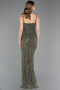 Robe de Soirée Longue Squameuse Kaki ABU6039