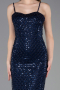 Robe de Soirée Longue Squameuse Bleu Marine ABU6039