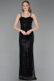 Robe de Soirée Longue Squameuse Noir ABU6039