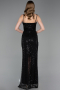 Robe de Soirée Longue Squameuse Noir ABU6039