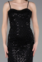 Robe de Soirée Longue Squameuse Noir ABU6039