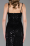 Robe de Soirée Longue Squameuse Noir ABU6039