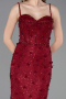 Robe de Soirée Longue Dantelle Rouge Bordeaux ABU6040