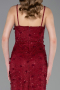 Robe de Soirée Longue Dantelle Rouge Bordeaux ABU6040
