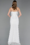 Robe de Soirée Longue Dantelle Blanc ABU6040