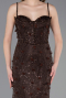 Robe de Soirée Longue Dantelle Brun ABU6040