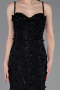 Robe de Soirée Longue Dantelle Noir ABU6040
