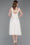 Robe de Soirée Midi Squameuse Blanc ABK2602