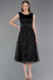 Robe de Soirée Midi Squameuse Noir ABK2602