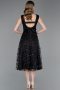 Robe de Soirée Midi Squameuse Noir ABK2602