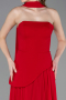 Robe de Soirée Longue Mousseline Rouge ABU6042