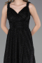 Robe de Soirée Longue Noir-Argent ABU6045
