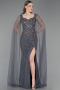 Robe De Soirée Pierreux Longue Anthracite ABU5751