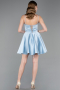 Robe de Cérémonie Courte Satin Bleu clair ABK2603