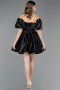 Robe de Cérémonie Courte Satin Noir ABK2605