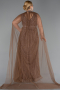 Robe de Soirée Grande Taille Longue Pierreux Cuivre ABU6024