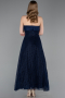 Tenue De Soirée Dantelle Midi Bleu Marine ABK2538