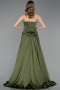 Robe De Soirée Satin Longue Kaki ABU5684