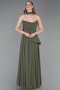 Robe De Soirée Mousseline Longue Kaki ABU5763