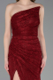 Robe de Soirée Longue Dantelle Rouge Bordeaux ABU6050