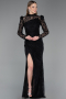 Robe de Soirée Longue Dantelle Noir ABU6050