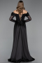 Robe De Soirée Dantelle Longue Noir ABU5653