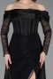 Robe De Soirée Dantelle Longue Noir ABU5653