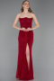 Robe De Soirée Dantelle Longue Rouge Bordeaux ABU5736