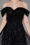 Robe De Soirée Perlé Midi Noir ABK2594
