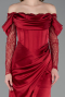 Robe De Soirée Satin Longue Rouge Bordeaux ABU5829
