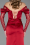 Robe De Soirée Satin Longue Rouge Bordeaux ABU5829