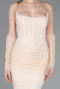 Robe Queue De Poisson Dantelle Longue Beige ABU5933