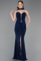 Robe de Soirée Longue Bleu Marine ABU6051