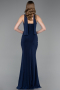 Robe de Soirée Longue Bleu Marine ABU6051