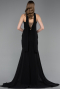 Robe de Soirée Longue Mousseline Noir ABU6055