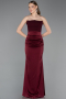 Robe de Soirée Longue Satin Rouge Bordeaux ABU6061