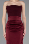 Robe de Soirée Longue Satin Rouge Bordeaux ABU6061