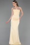 Robe de Soirée Longue Satin Jaune ABU6061