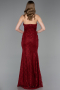 Robe de Soirée Longue Dantelle Rouge Bordeaux ABU6050