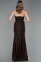 Robe de Soirée Longue Dantelle Brun ABU6050