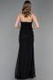 Robe de Soirée Longue Dantelle Noir ABU6050