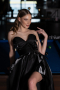 Robe de Soirée Longue Satin Noir ABU6049