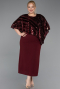 Robe De Soirée Grande Taille Midi Rouge Bordeaux ABK2609