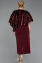 Robe De Soirée Grande Taille Midi Rouge Bordeaux ABK2609