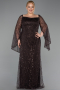 Robe De Soirée Grande Taille Perlé Longue Brun ABU5067