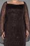 Robe De Soirée Grande Taille Perlé Longue Brun ABU5067