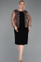 Robe De Soirée Grande Taille Midi Noir-Cuivre ABK2417