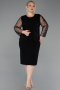 Robe De Soirée Grande Taille Midi Noir ABK2417