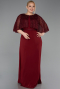 Robe de Soirée Grande Taille Longue Mousseline Rouge Bordeaux ABU6063
